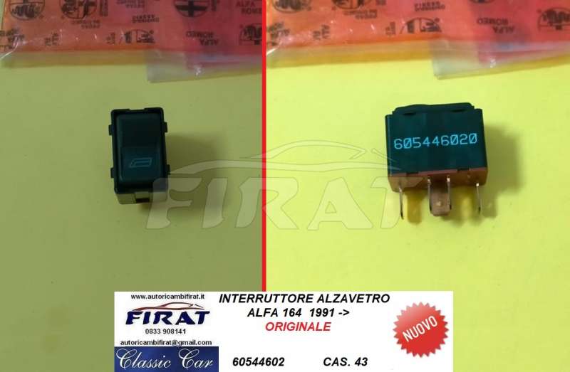 INTERRUTTORE ALZAVETRO ALFA 164 91->
